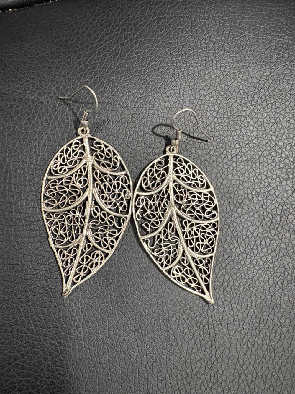Silver Leaf Filigree Drop Earrings - Women Jewelry